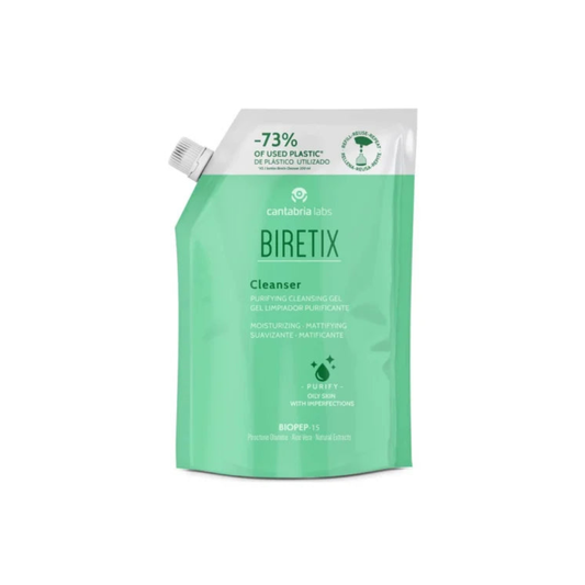 Biretix prausiklio papildymas 400ml. Prausiklis tinkamas, riebiai į spuogus linkusiai odai.