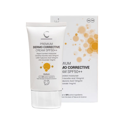 Clinicare koreguojamasis kremas SPF50++ su spalva Medium – apsauga ir maskavimas 30ml, heyskin.lt