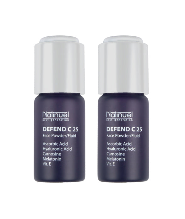 NATINUEL DEFEND C 25 ampulės su vitaminu C, bioapsauginis fluidas, regeneruoja odą, apsaugo nuo oksidacijos, skatina kolageno gamybą ir suteikia odai švytėjimą – heyskin.lt